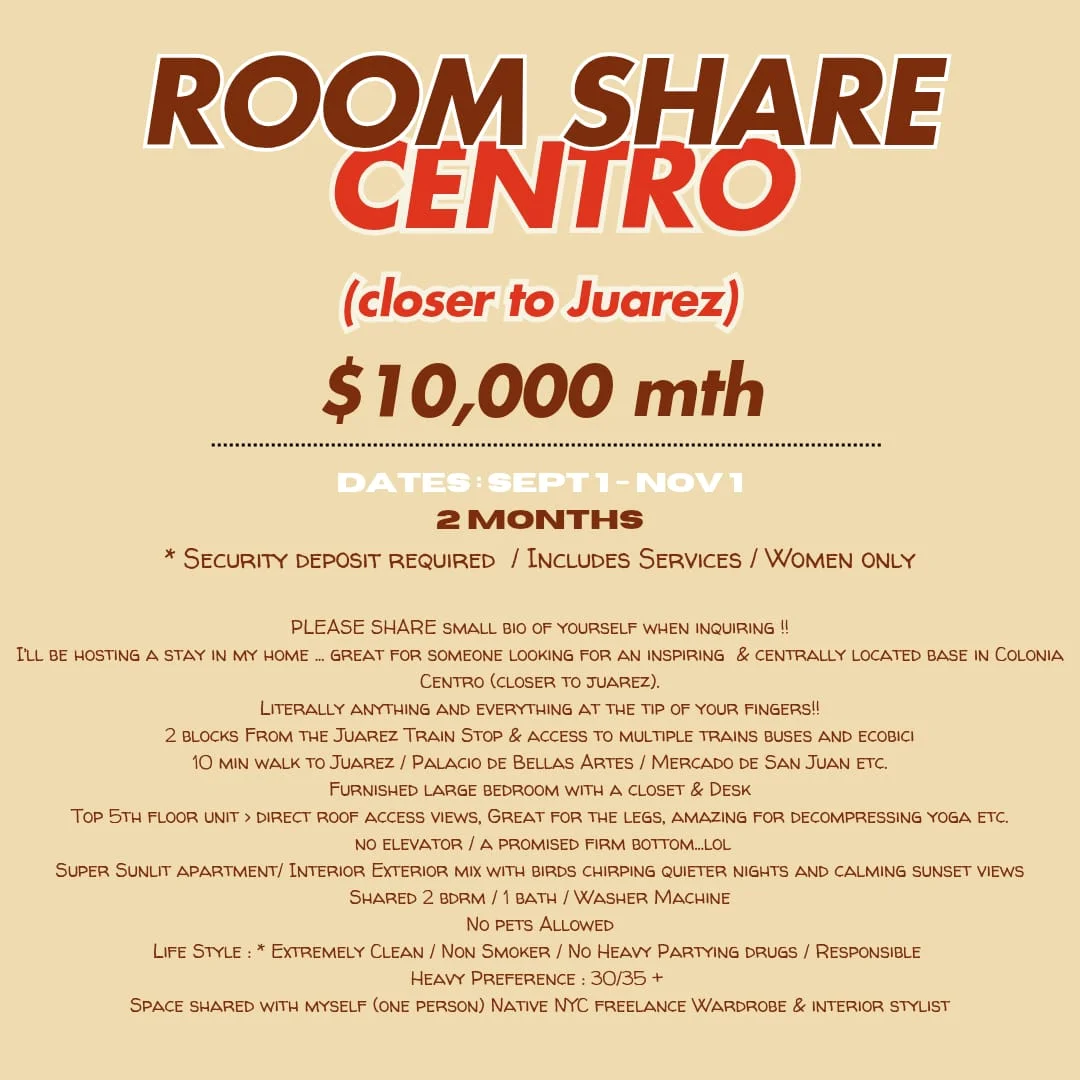 Sunny Room for Rent in Mexico City