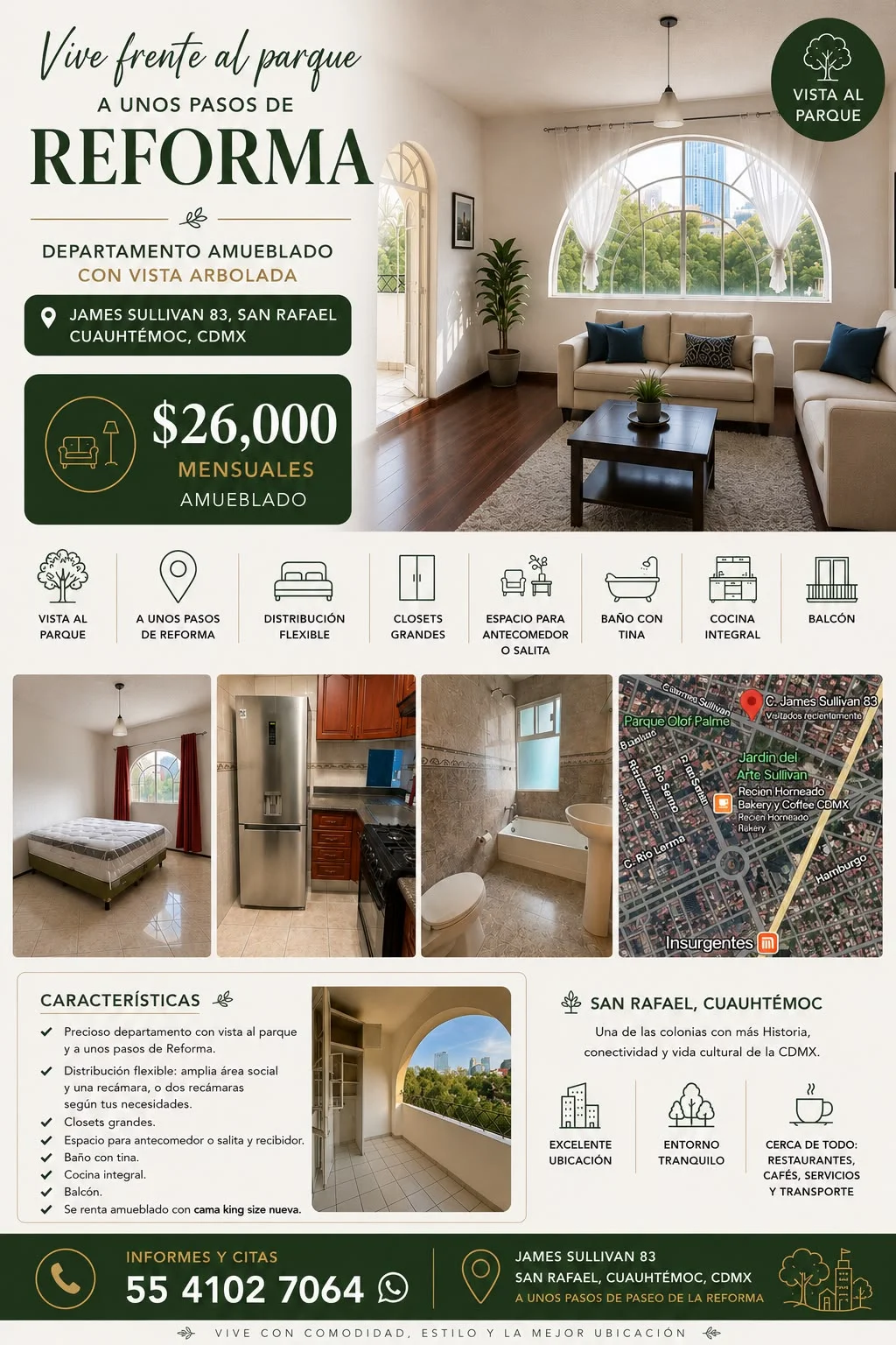 Furnished Apartment in San Rafael, Mexico City
