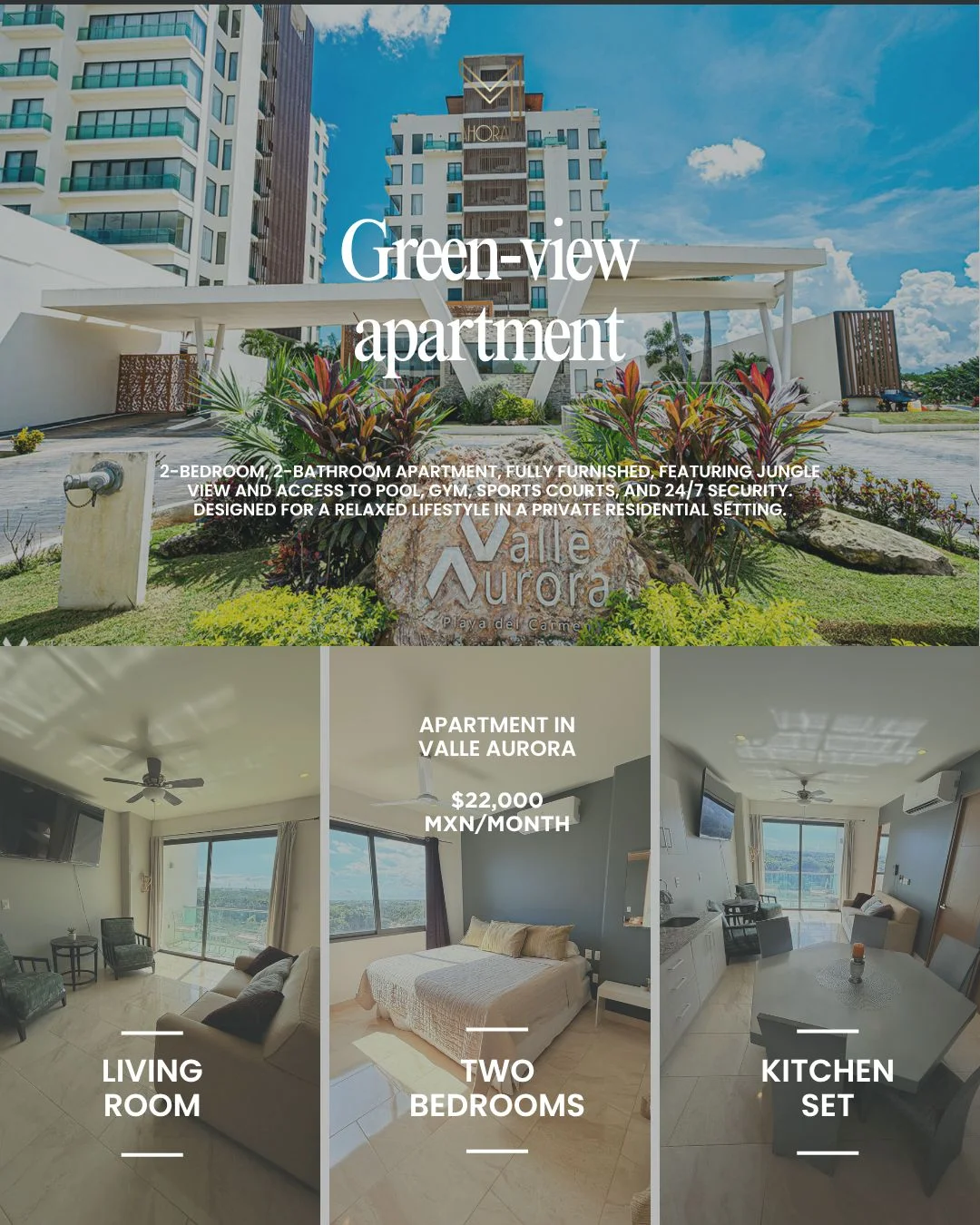 2 Bedroom Apartment in Valle Aurora, Playa del Carmen