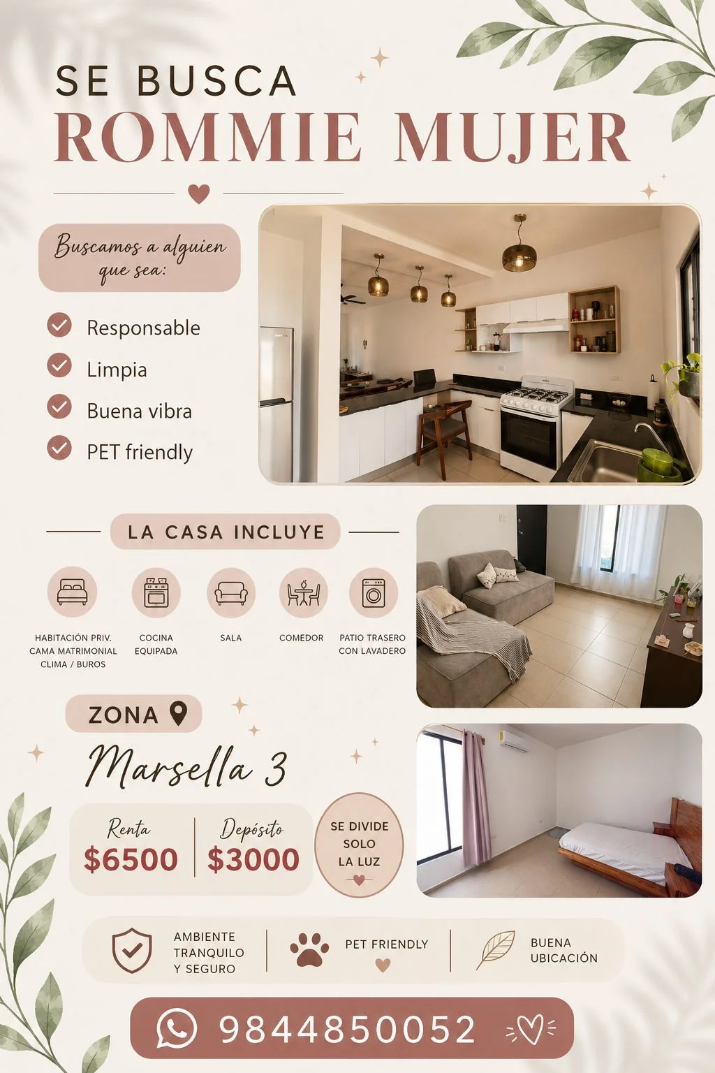 Private Room for Women in Marsella, Playa del Carmen