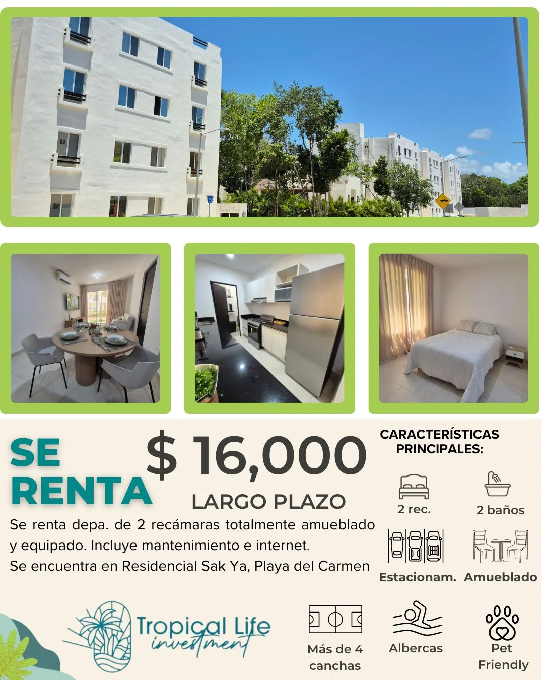2 Bedroom Apartment in Playa del Carmen