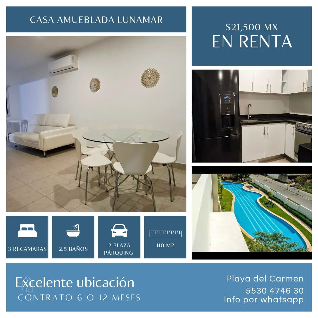 3 Bedroom House in Residencial Lunamar, Playa del Carmen