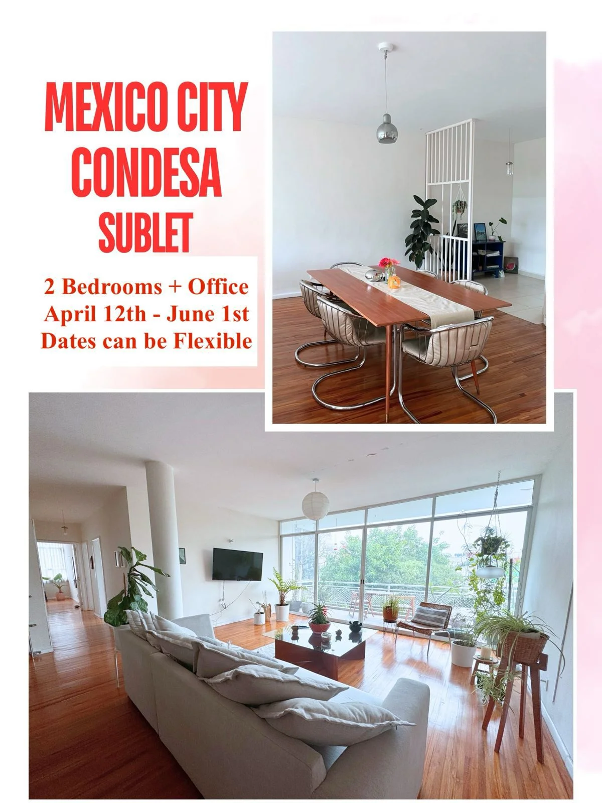 Apartment for Rent in Condesa with Balcony & Home Office