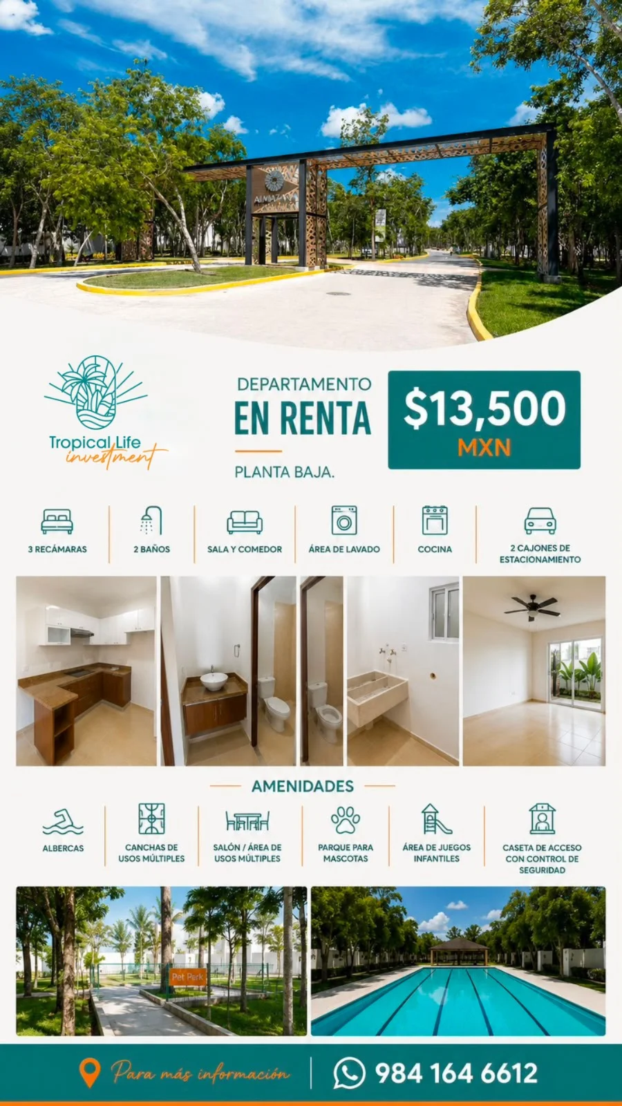 1 Bedroom Apartment for Rent in Playa del Carmen