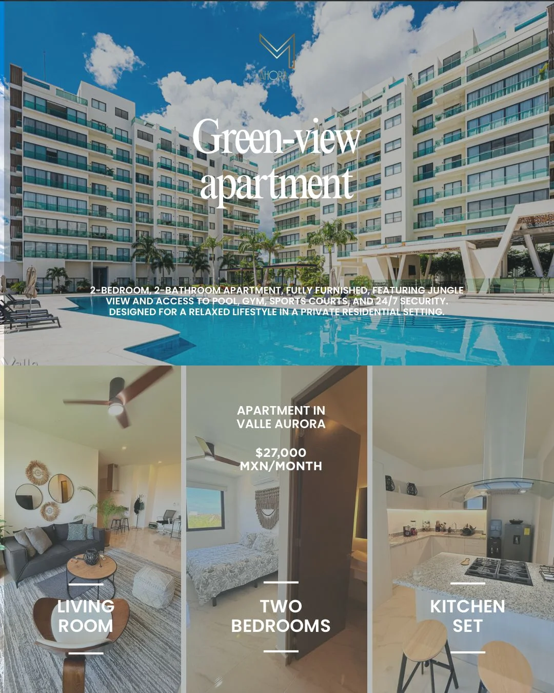 2 Bedroom Apartment in Valle Aurora, Playa del Carmen