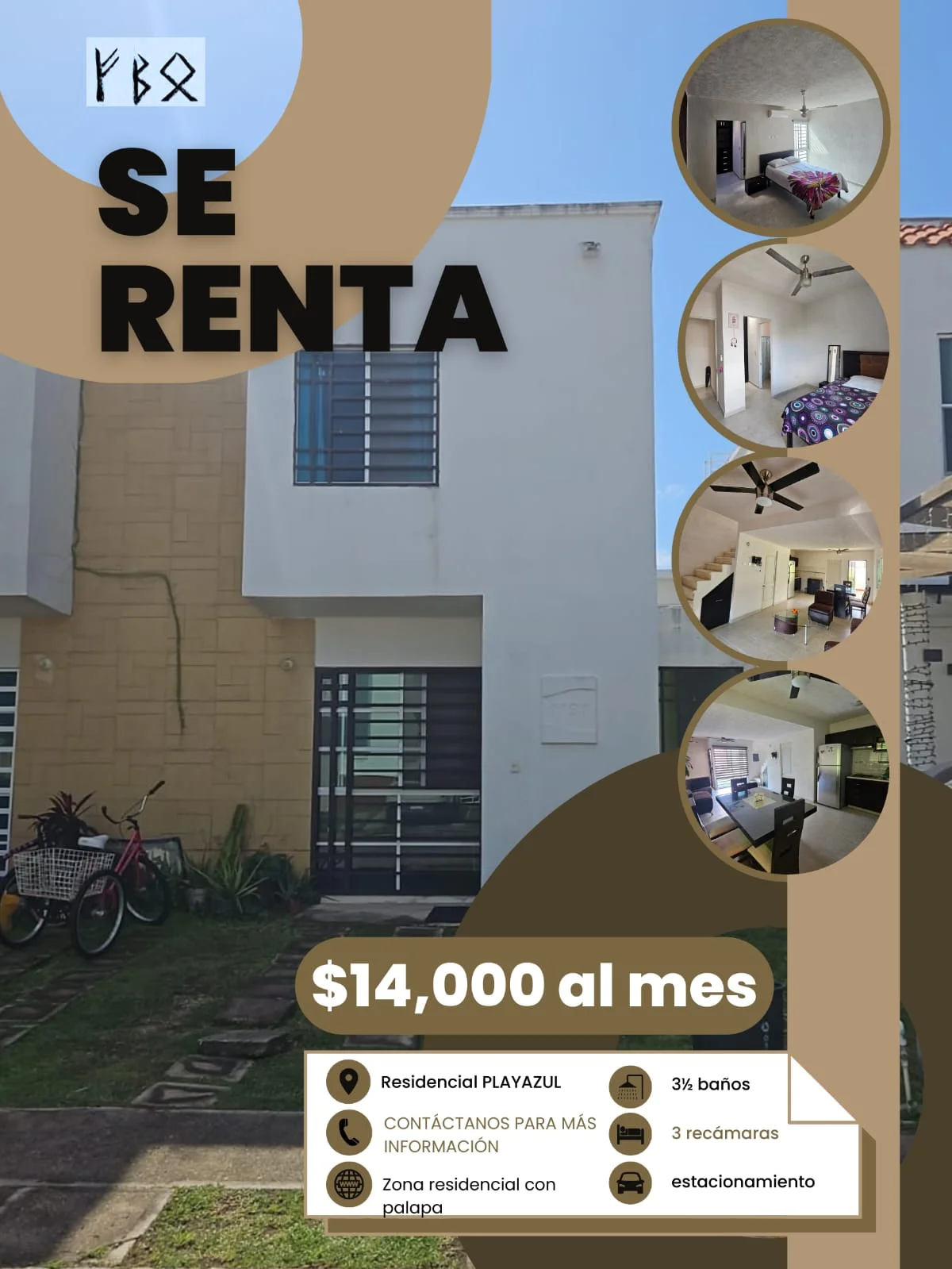3 Bedroom House for Rent in Playacar, Playa del Carmen