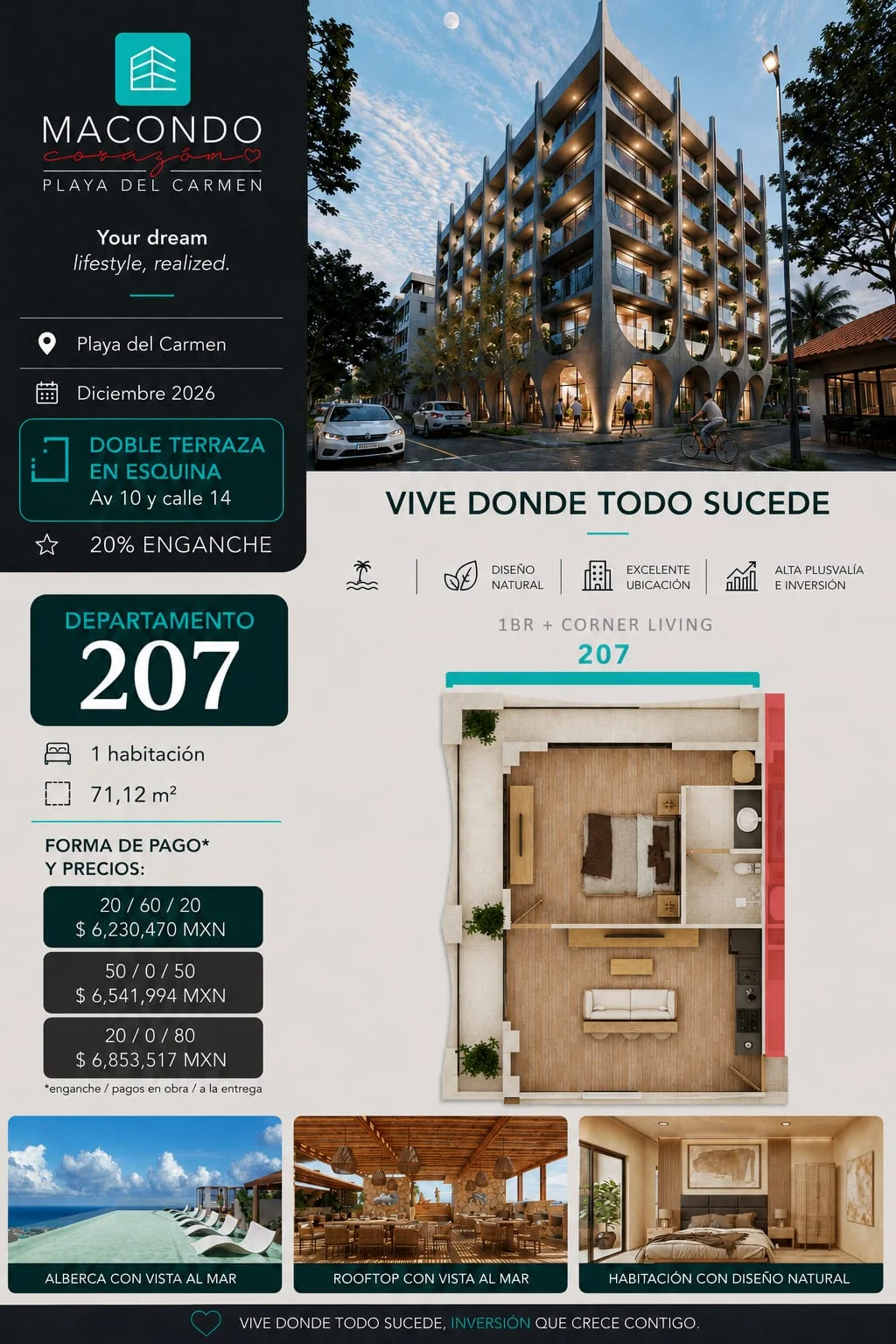 Corner 1-Bedroom Apartment in Centro, Playa del Carmen