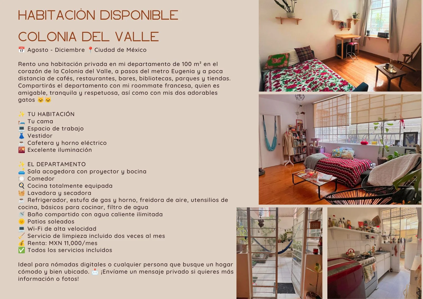 Private Room in Del Valle, Mexico City