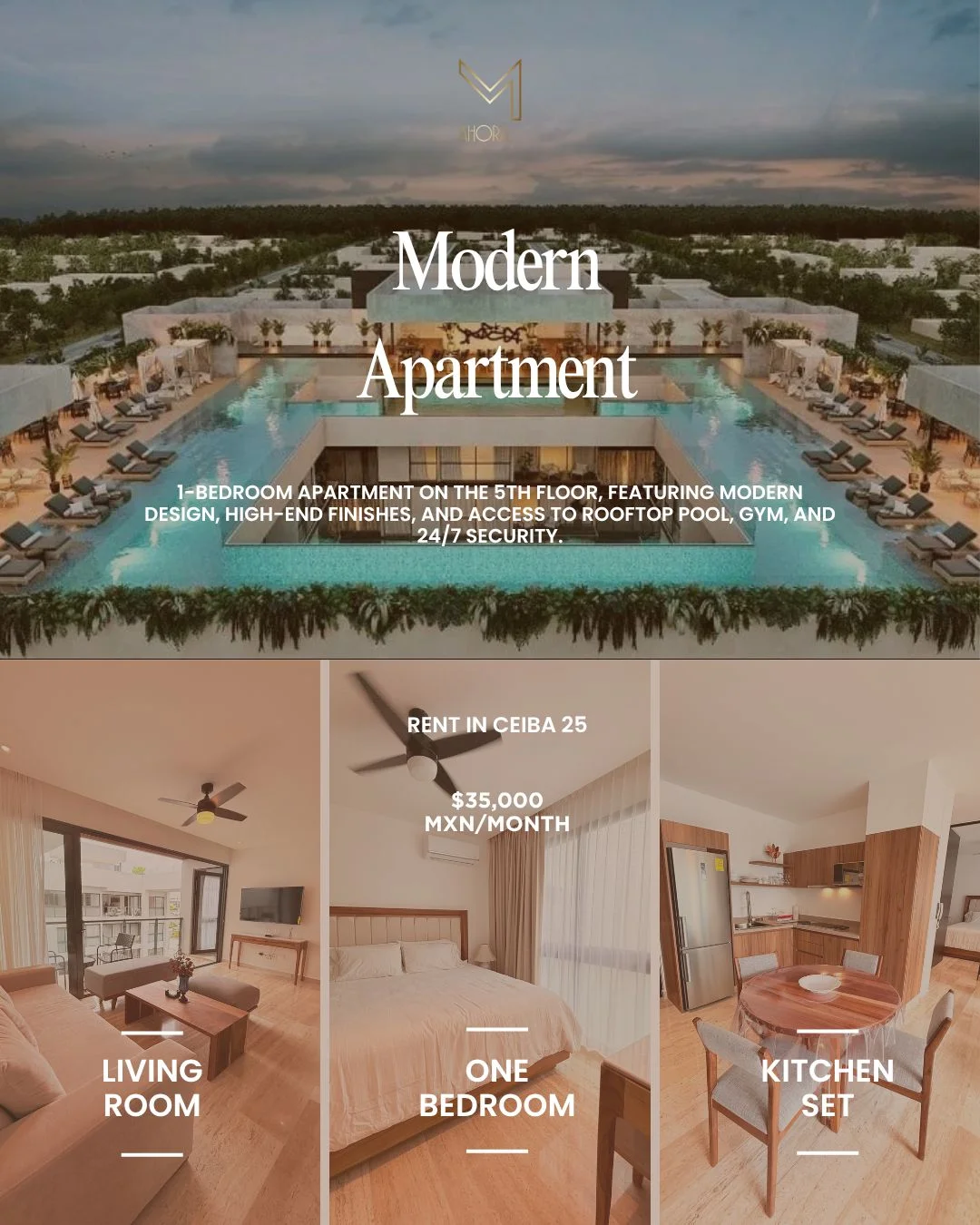Modern Apartment for Rent in Playa del Carmen