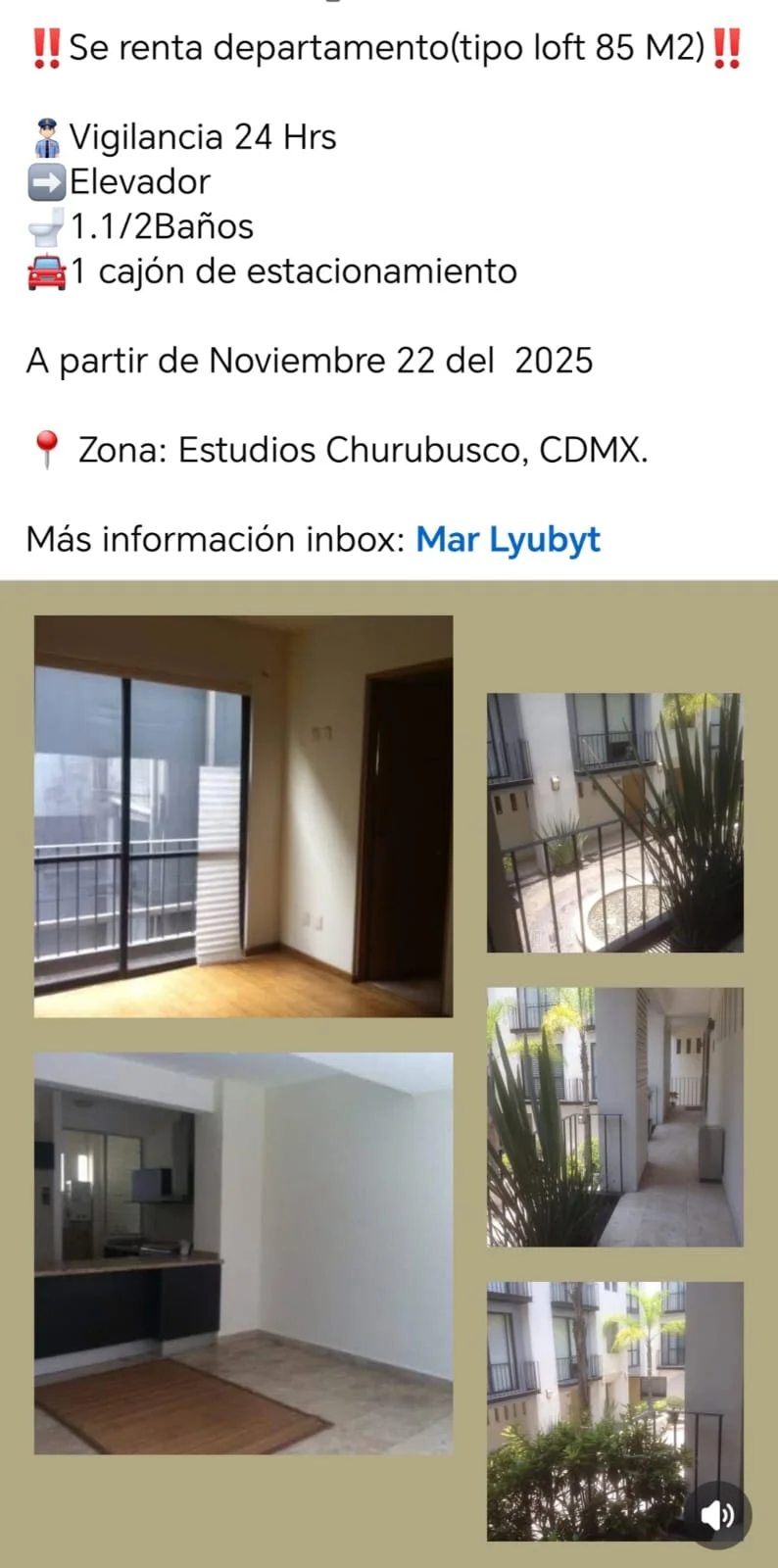Apartment for Rent in Coyoacán