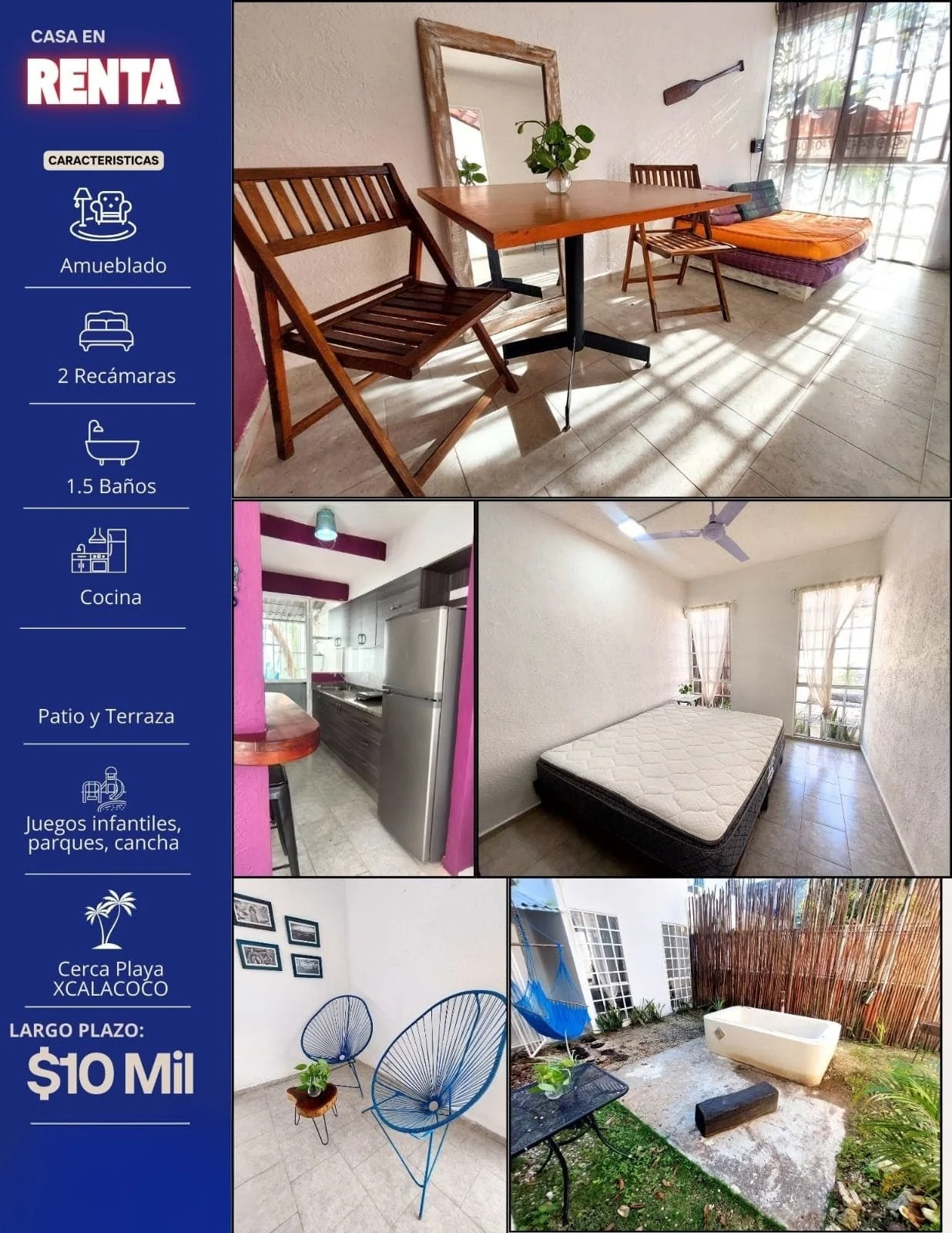Furnished 2-Bedroom House for Rent in Balamtun, Xcalacoco