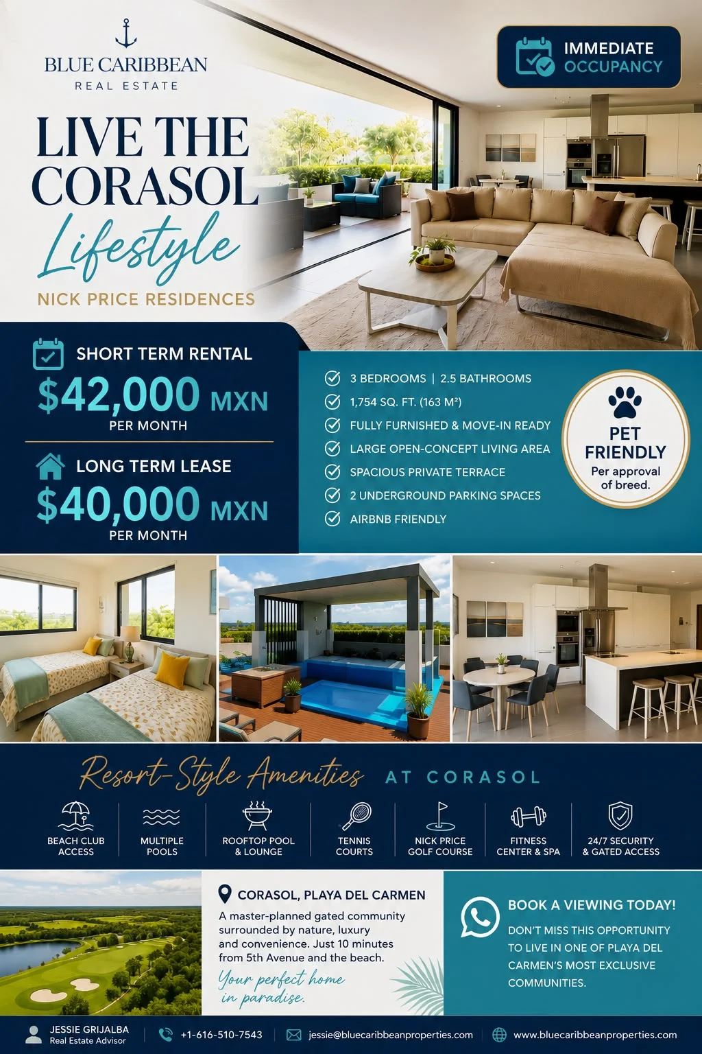 3 Bedroom Apartment in Corasol, Playa del Carmen