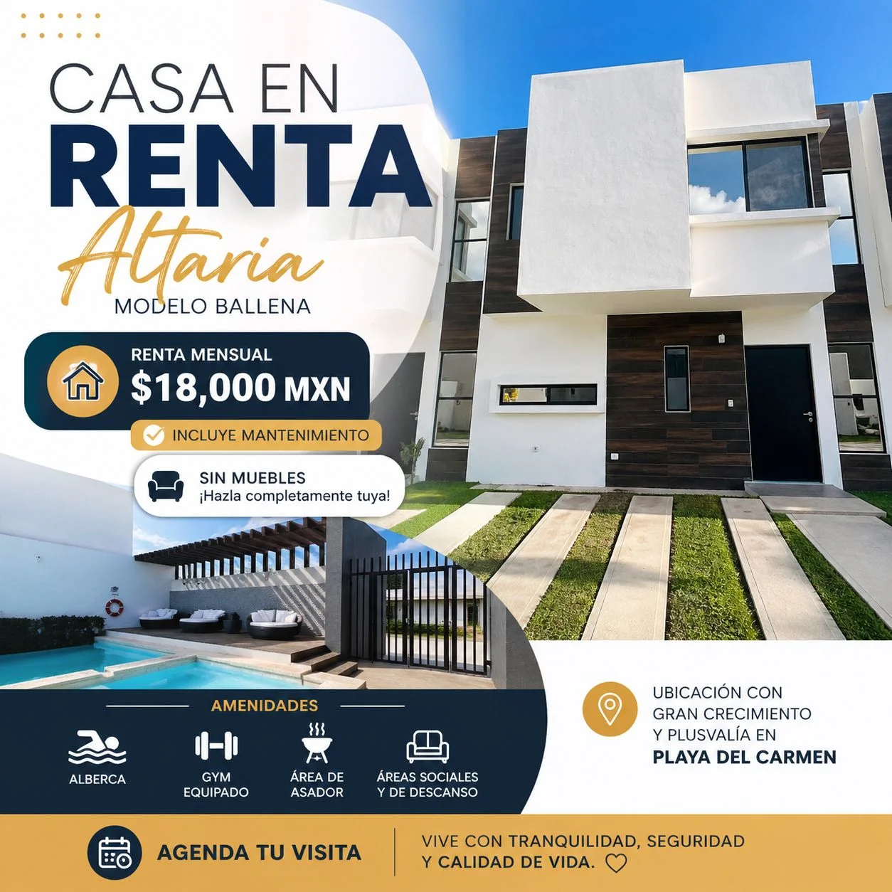 House for Rent in Altaria, Playa del Carmen