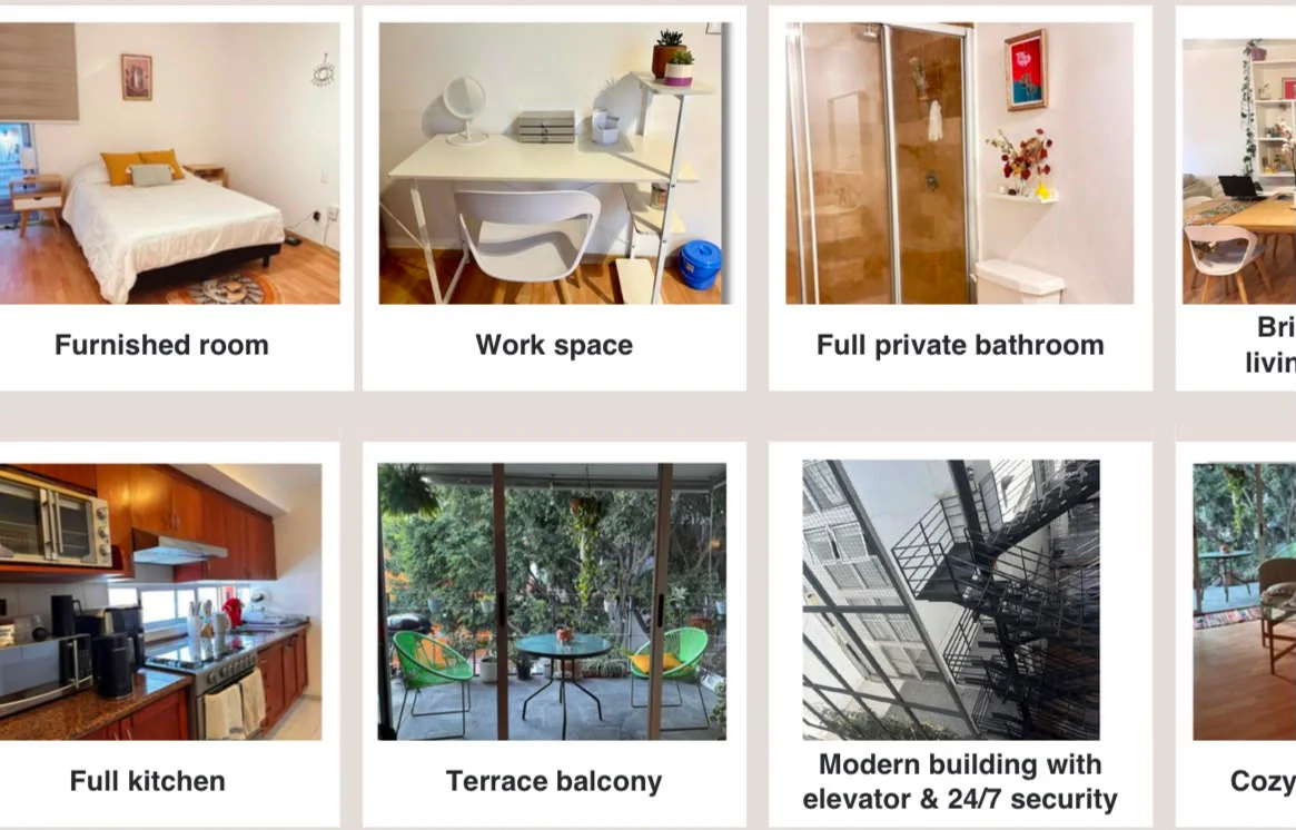 Furnished Room with Private Bath in Mexico City