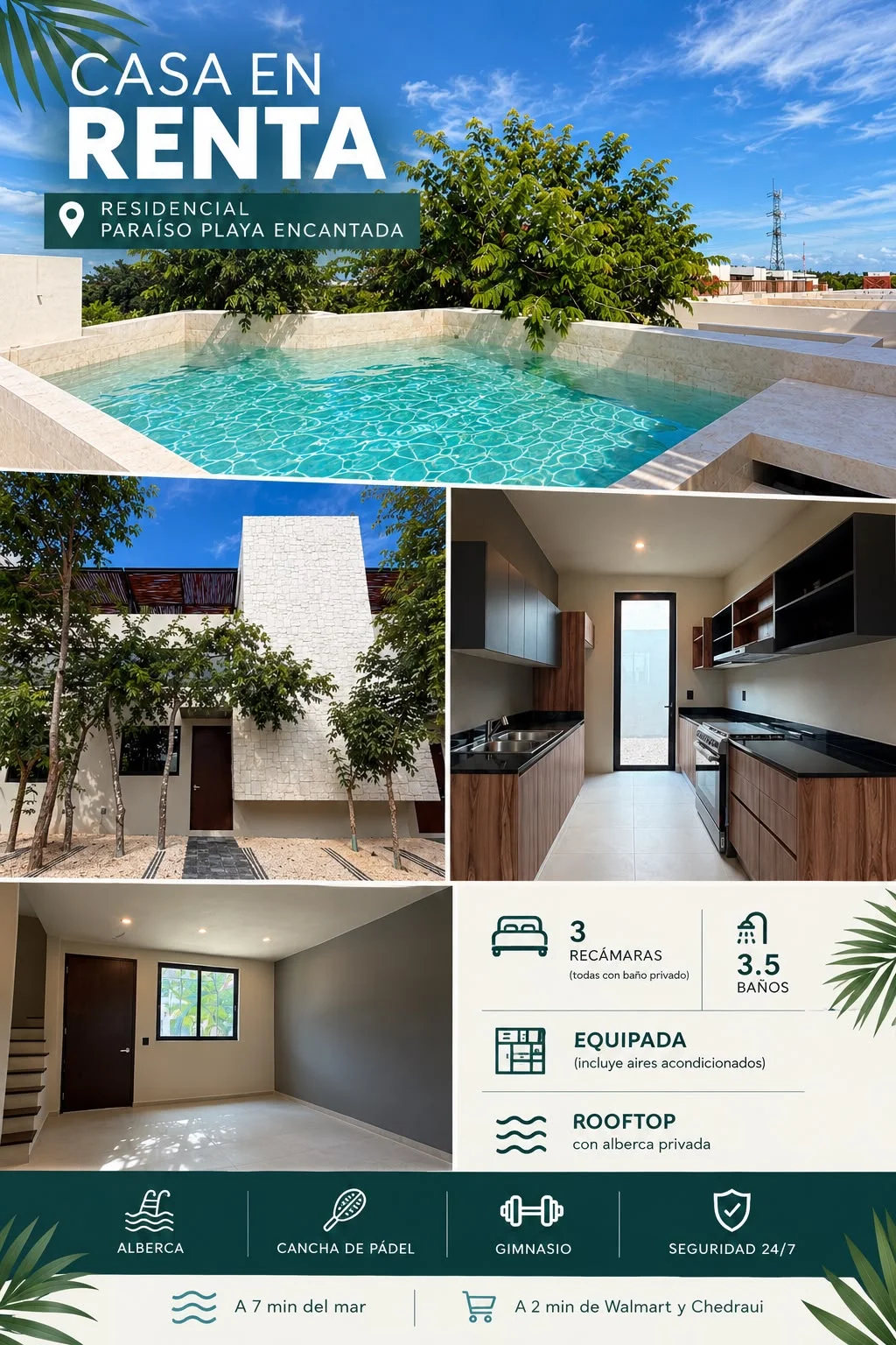 3 Bedroom House with Private Pool in Playa del Carmen