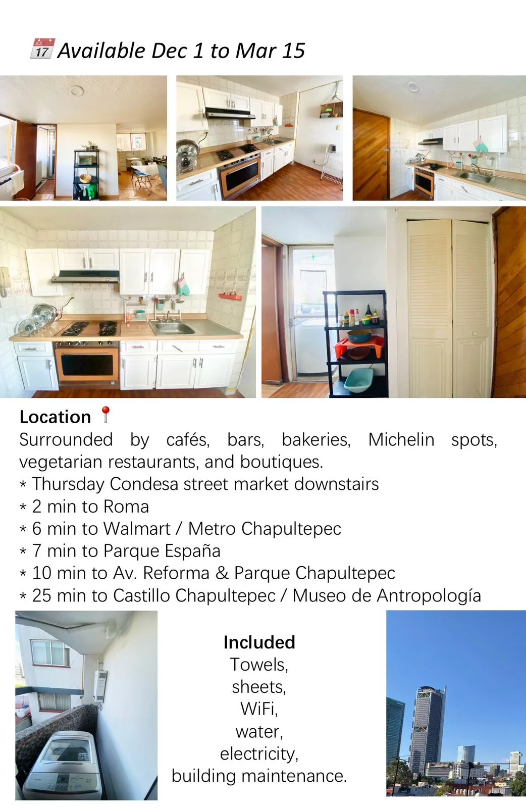 Furnished 1-Bedroom Apartment in Condesa