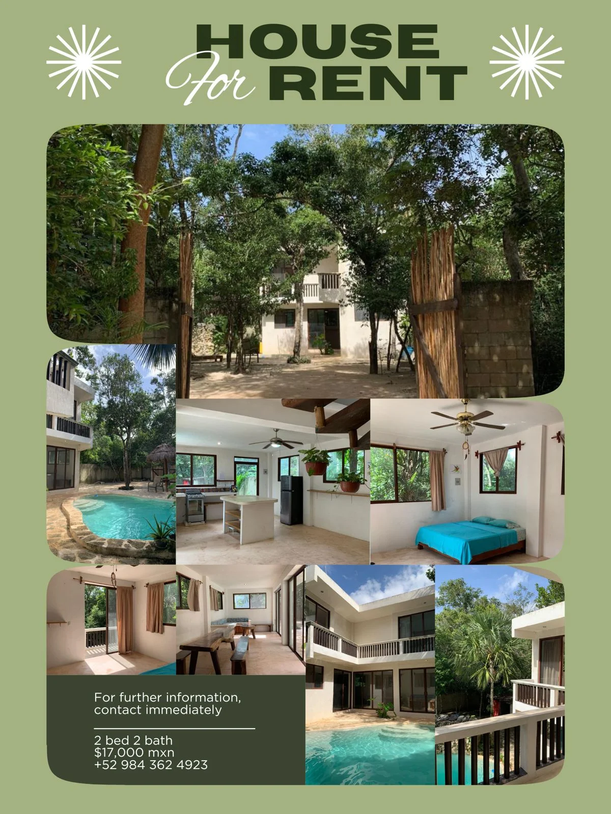 Jungle House with Cenote Pool Near Tulum - 2BR/2BA